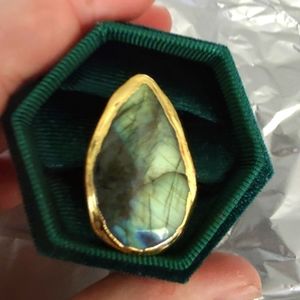 Gold plated labradorite ring one size